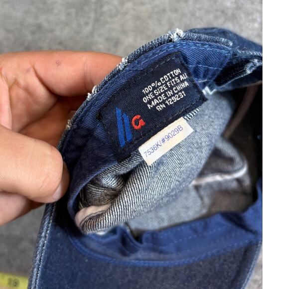 Mega Cap Hat Womens One Size Blue Denim Beaded Bow Embellished Distressed Y2K - Picture 6 of 7